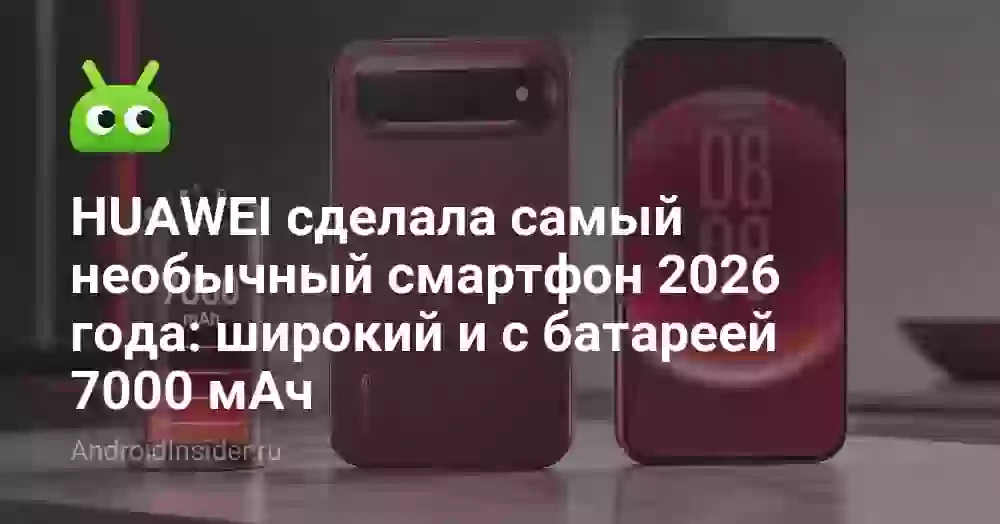 HUAWEI сделала самый необычный смартфон 2026 года: широкий и с батареей 7000 мАч